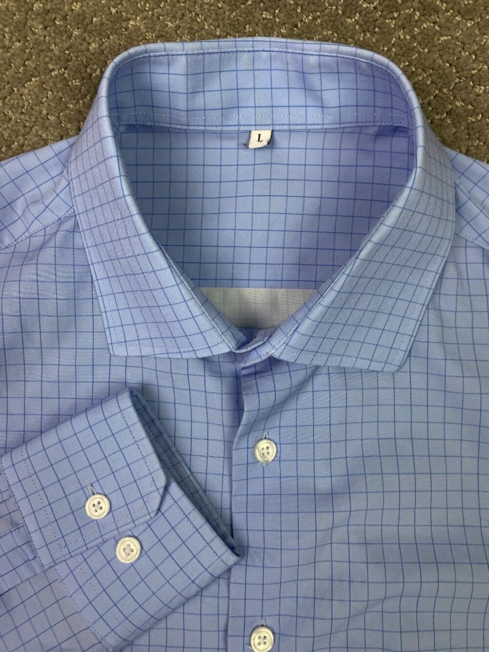 State & Liberty Button Down Shirt Mens Large Blue Gingham Check Button Up Dress